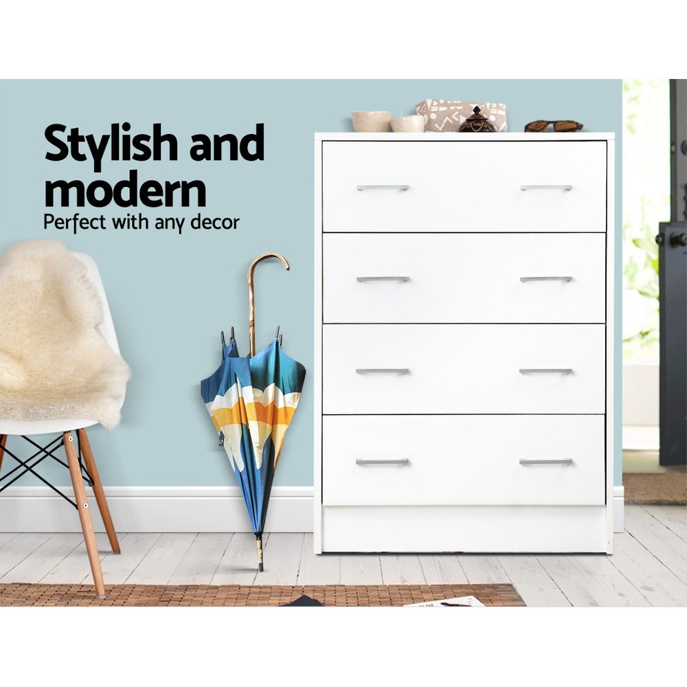 Artiss ANDES 4 Chest of Drawers, White view 5