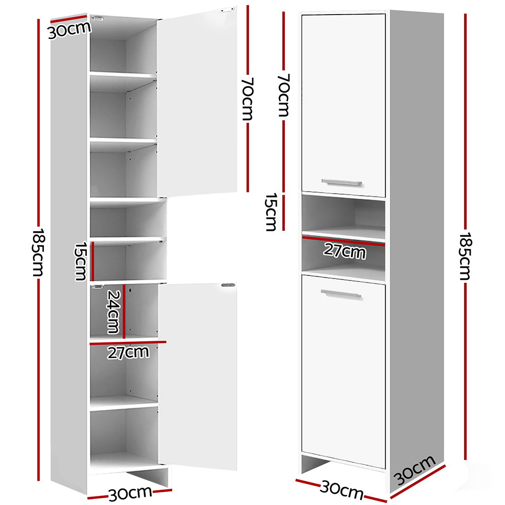 Artiss Tall Bathroom Cabinet 185cm in 2 Colours view 4