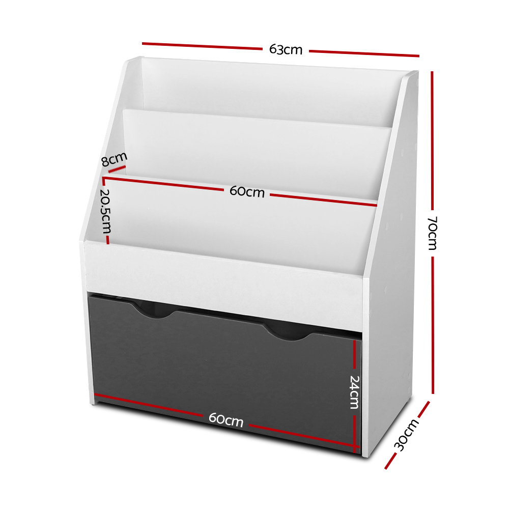 Keezi 3-Tier Kids Bookshelf with Magazine Rack view 2