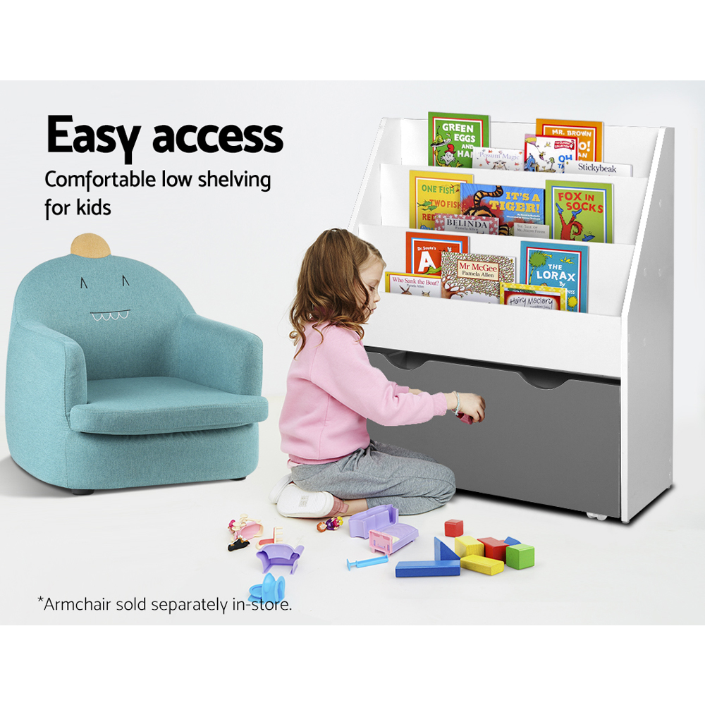 Keezi 3-Tier Kids Bookshelf with Magazine Rack view 4