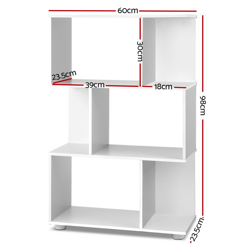 Artiss Nina 3-Tier Bookshelf White view 4