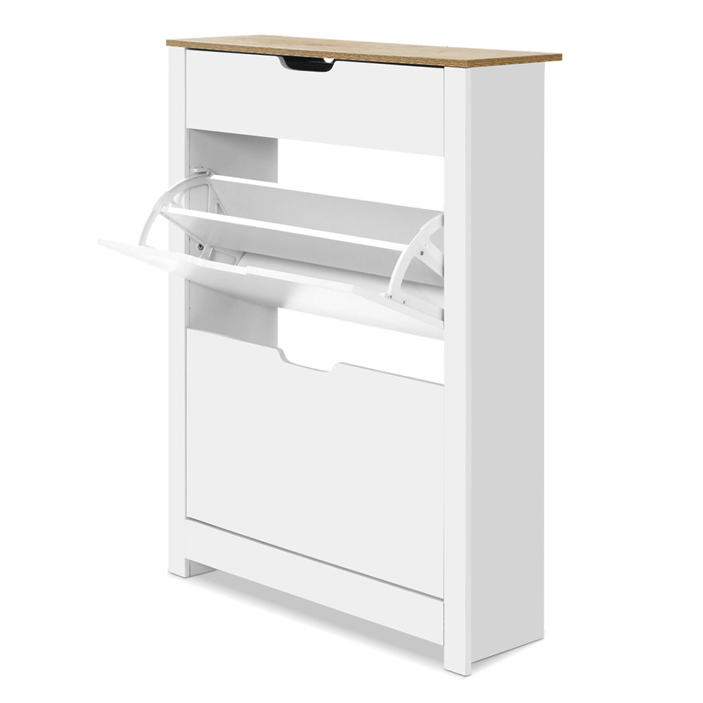 Artiss Ana Shoe Rack Cabinet 16 Pairs White view 3