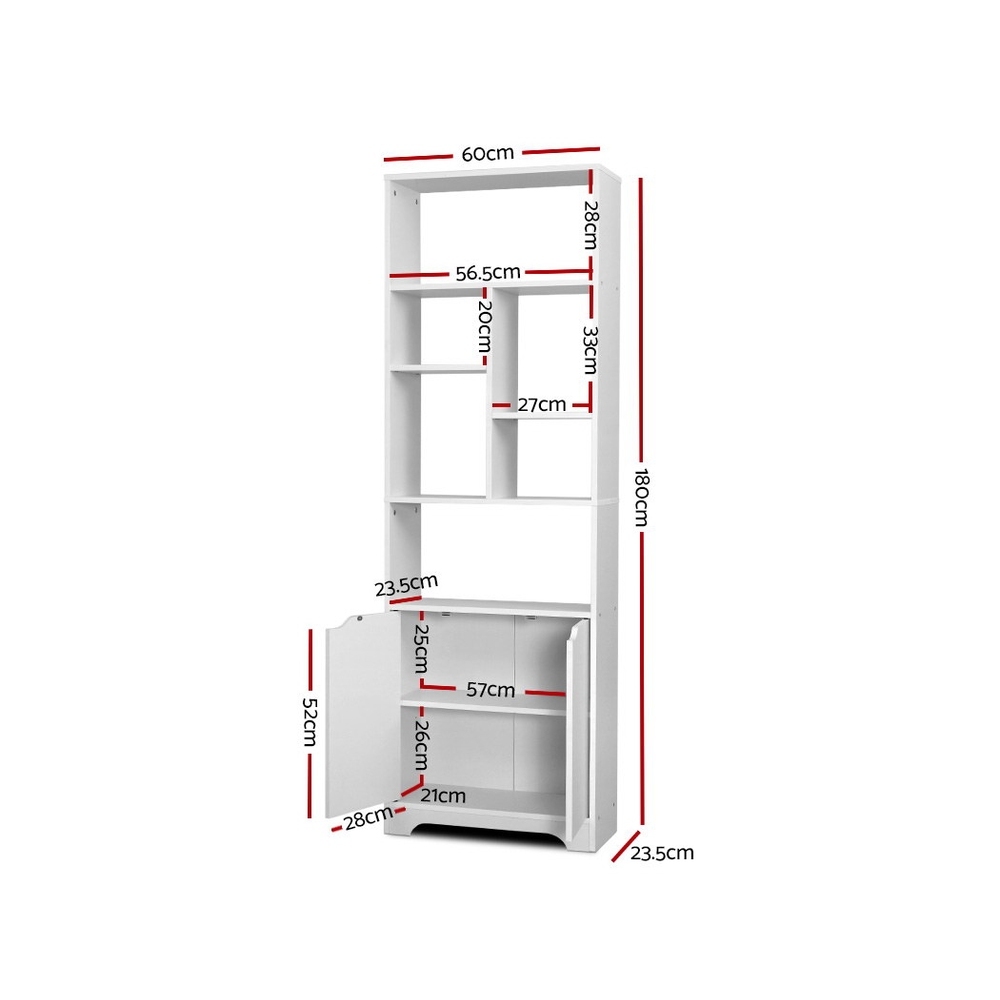 Artiss Gina Bookshelf with Cabinet White view 4
