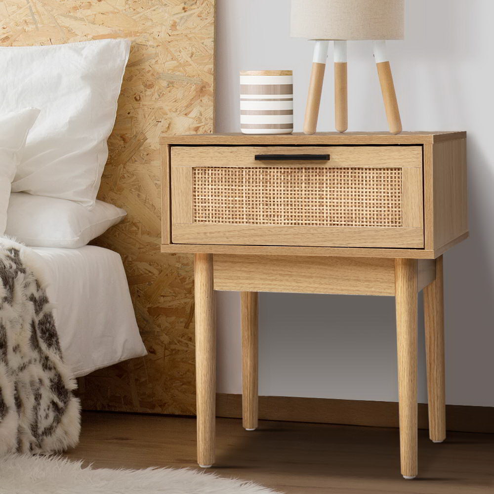 Artiss Rattan Bedside Tables with Drawers