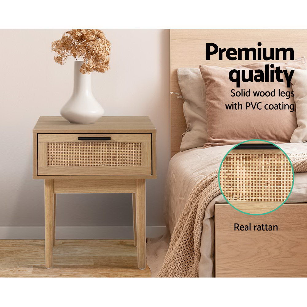Artiss Rattan Bedside Tables with Drawers view 5