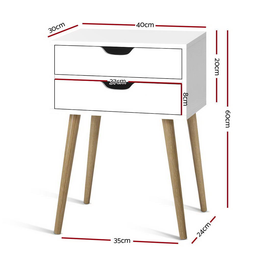 Artiss BODIE Scandinavian Bedside Table, White view 2
