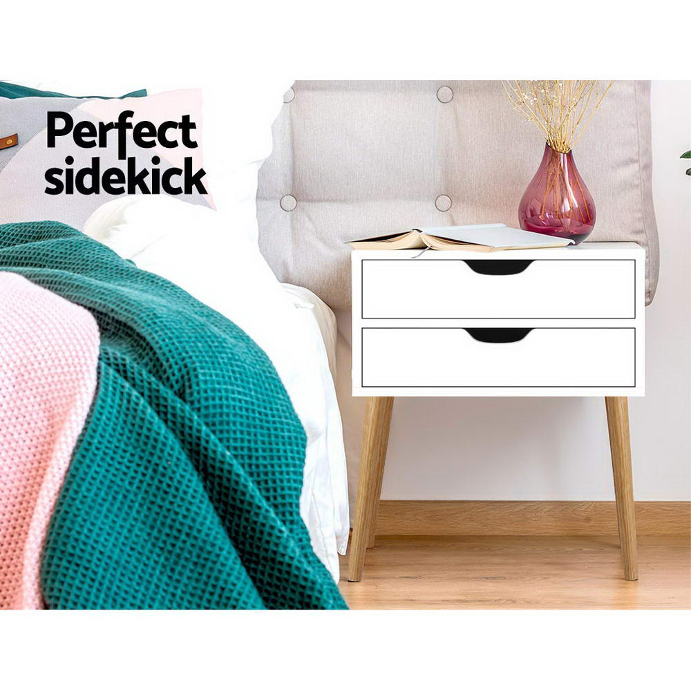 Artiss BODIE Scandinavian Bedside Table, White view 3