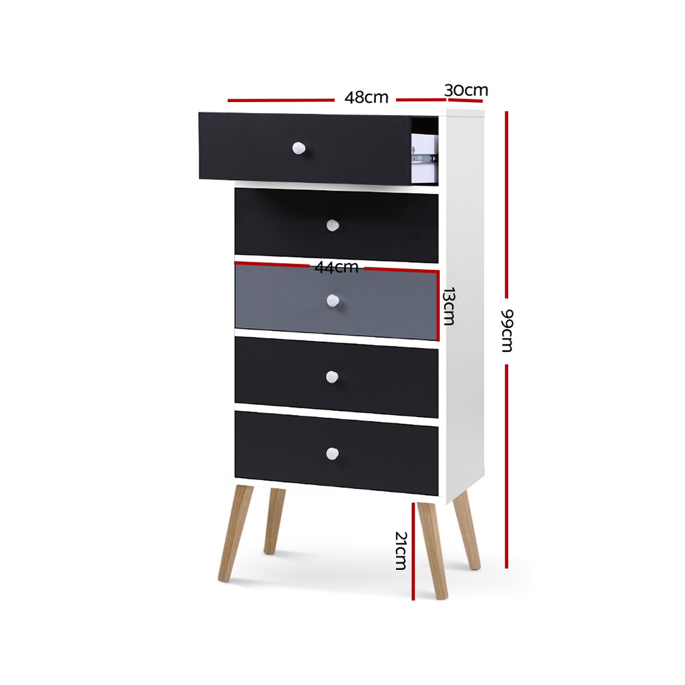 Artiss BONDS 5 Chest of Drawers, White view 4