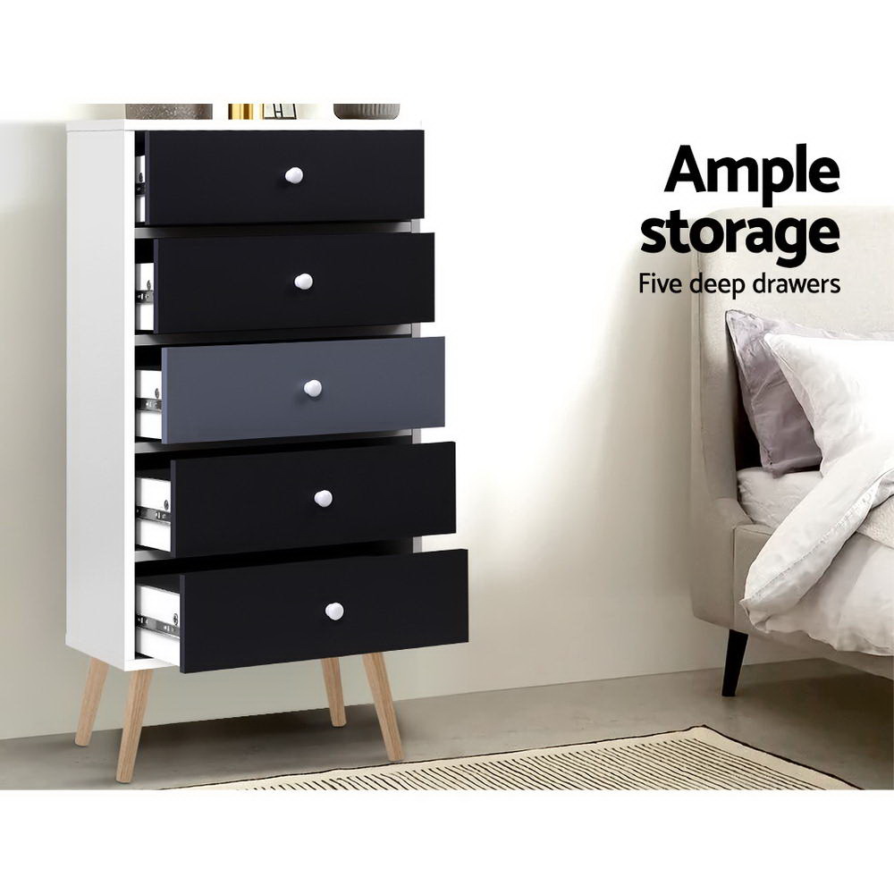 Artiss BONDS 5 Chest of Drawers, White view 5
