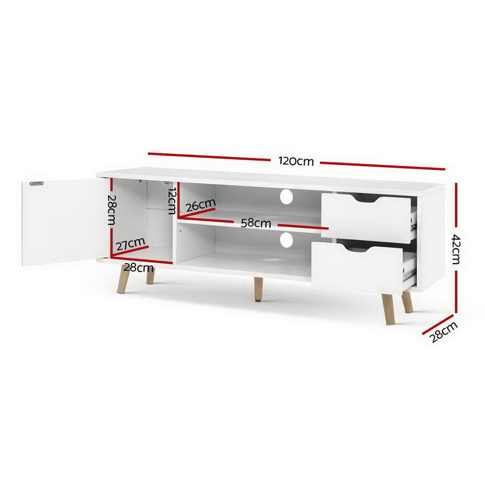 Artiss Larin TV Cabinet Entertainment Unit 120cm White view 4
