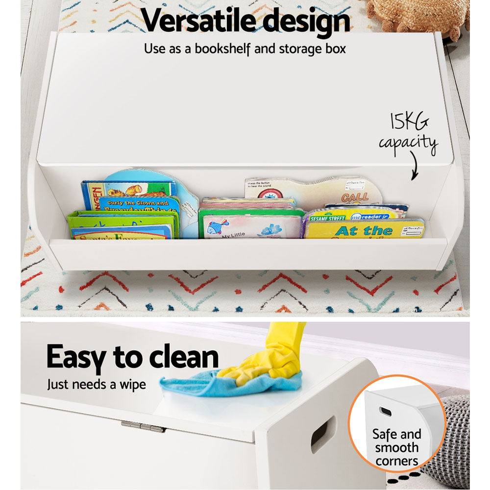 Keezi 2-in-1 Wooden Toy Box Chest Bookshelf view 5