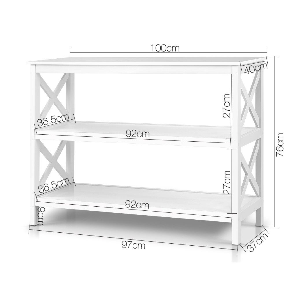Artiss Polly White 3-Tier Console Table view 4