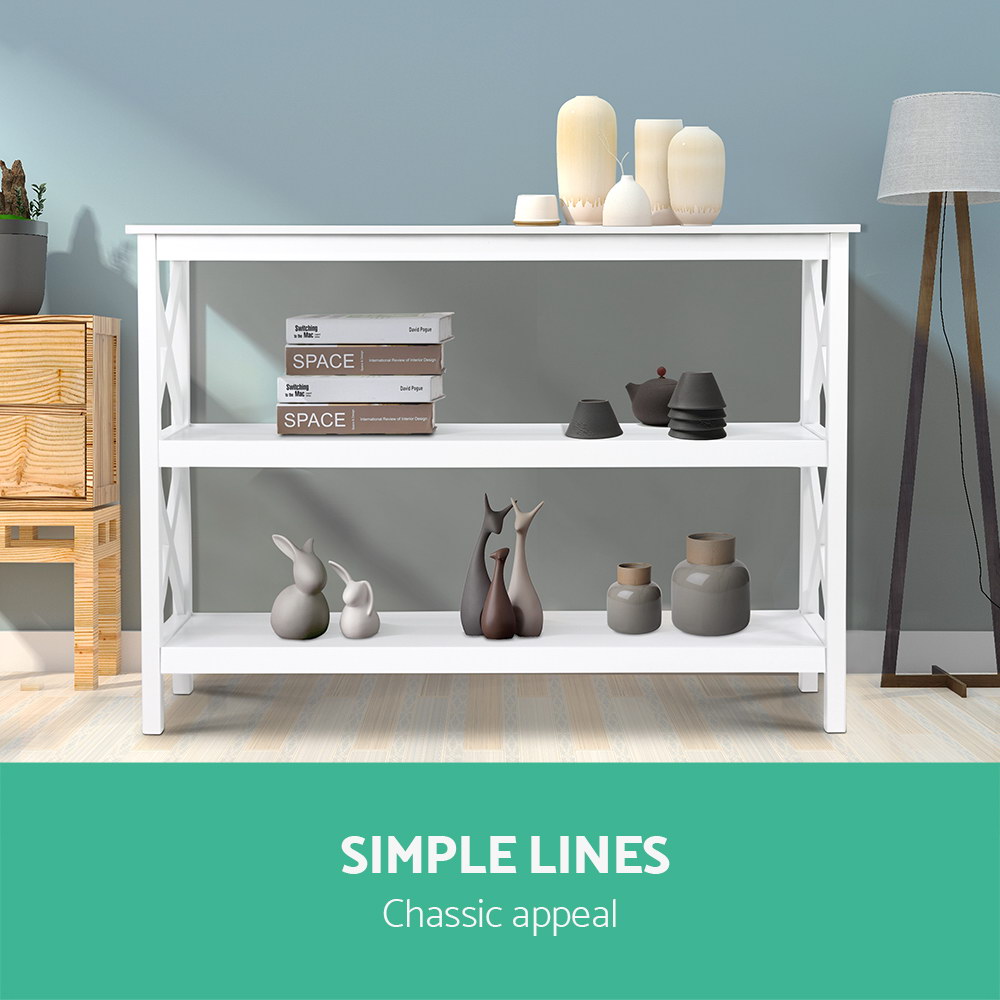 Artiss Polly White 3-Tier Console Table view 5