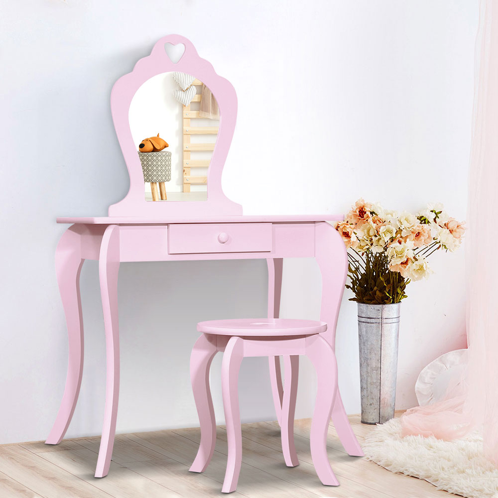 Keezi Kids Dressing Table and Stool Set with Mirror