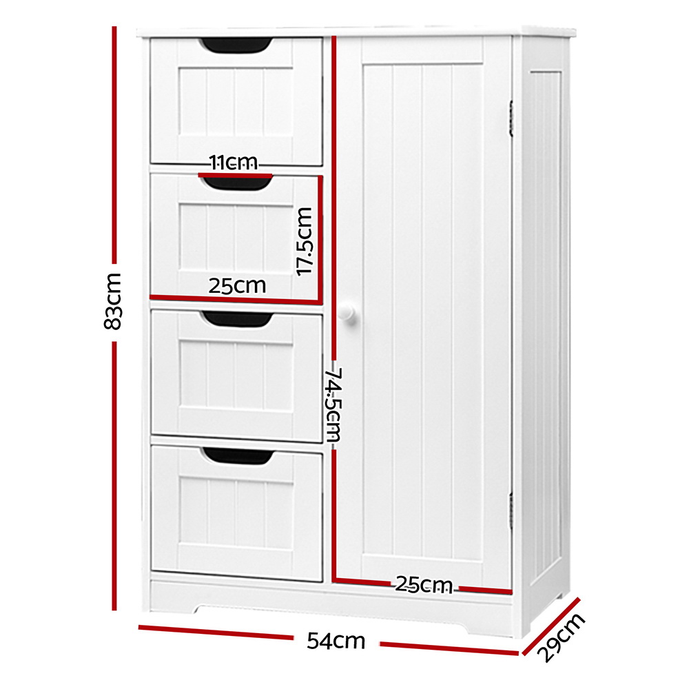 Artiss Bathroom Cabinet Storage Drawers White view 2