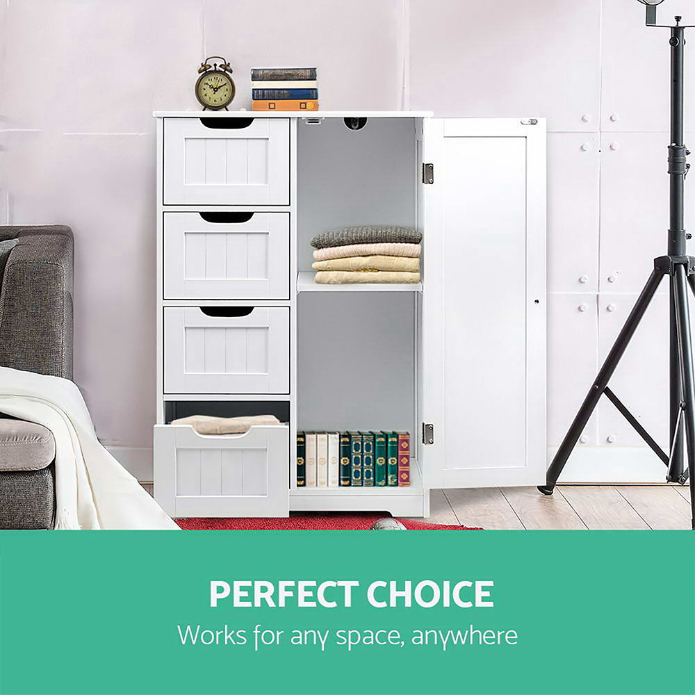 Artiss Bathroom Cabinet Storage Drawers White view 3