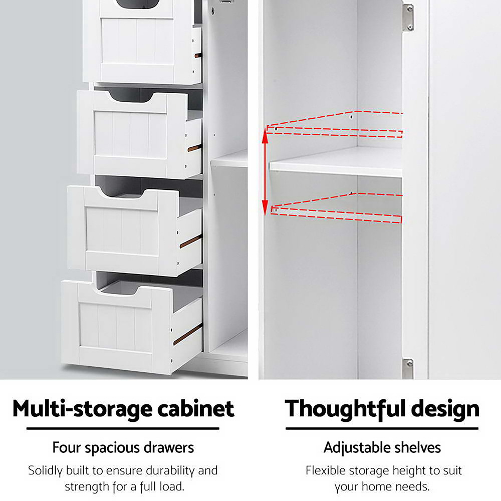 Artiss Bathroom Cabinet Storage Drawers White view 4