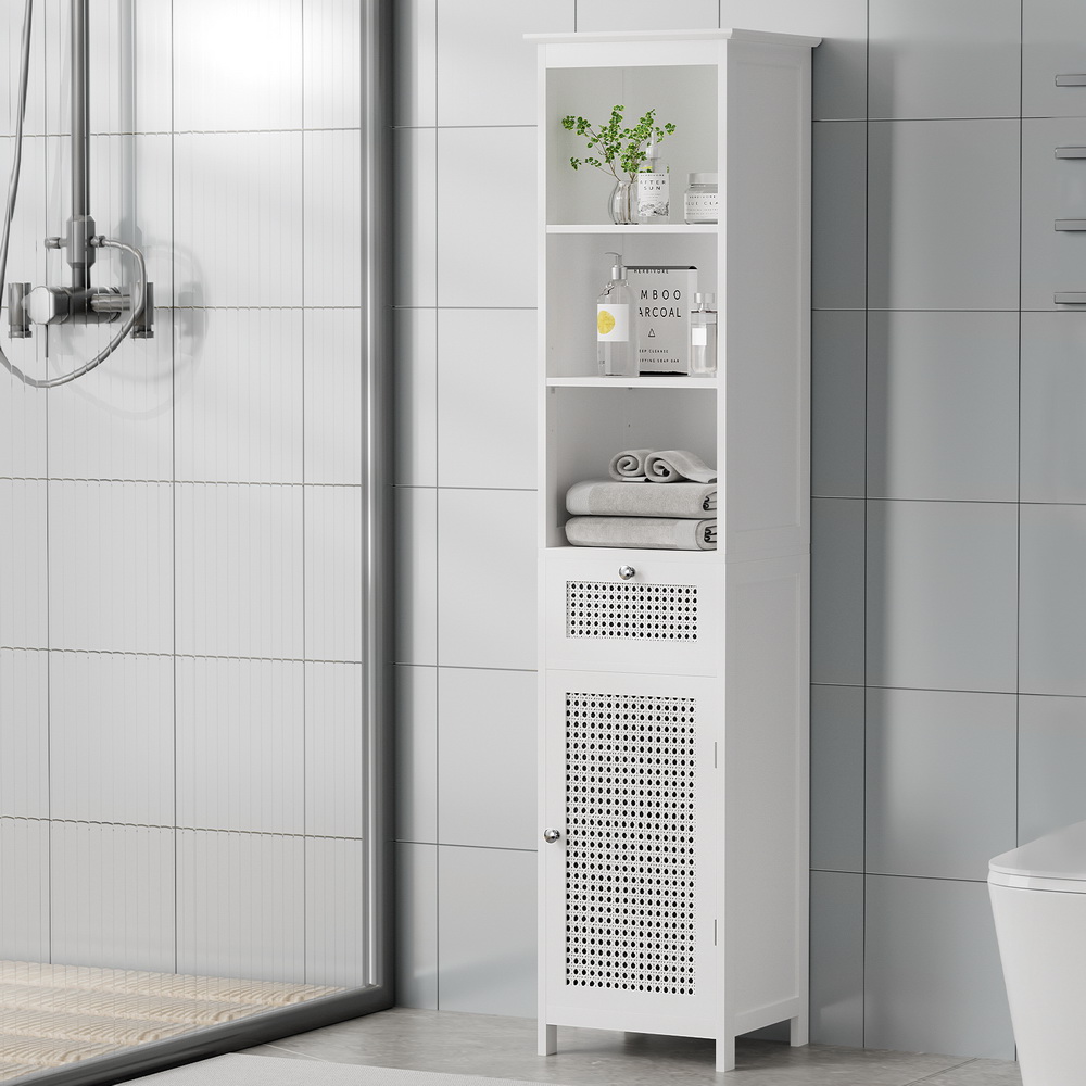 Artiss Rattan Bathroom Cabinet Tallboy 161cm White