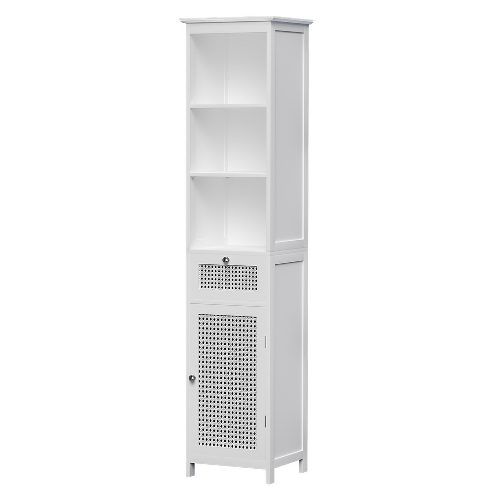 Artiss Rattan Bathroom Cabinet Tallboy 161cm White view 3