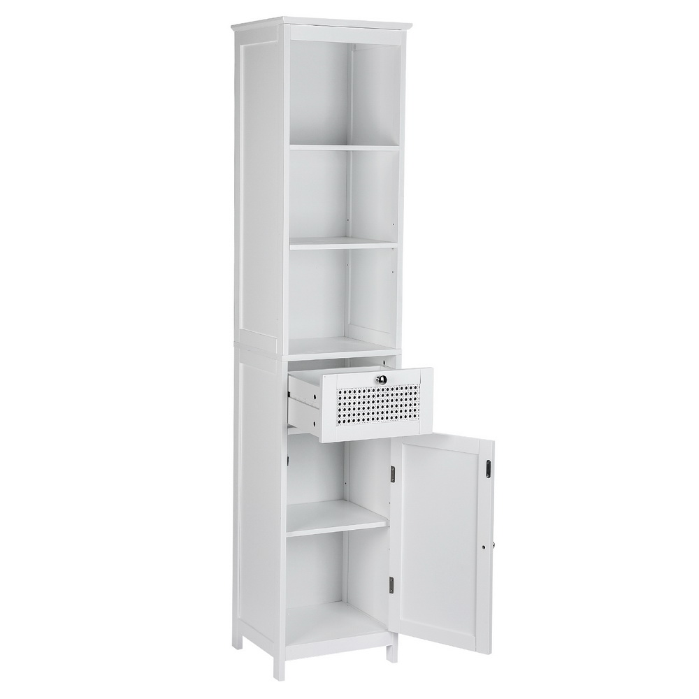 Artiss Rattan Bathroom Cabinet Tallboy 161cm White view 5