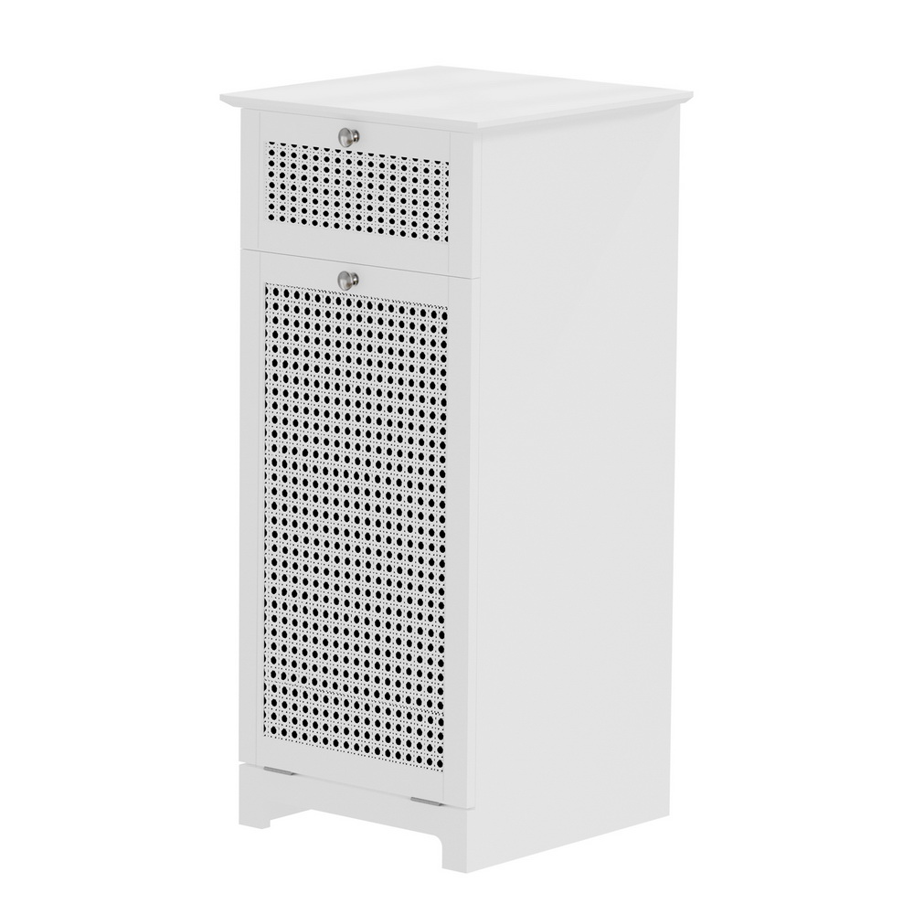 Artiss White Rattan Laundry Hamper Cabinet for Bathrooms view 3