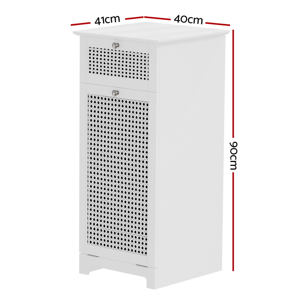 Artiss White Rattan Laundry Hamper Cabinet for Bathrooms view 4