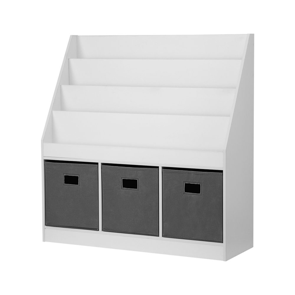 Keezi Kids Bookshelf 4 Tiers with Toy Box Bins