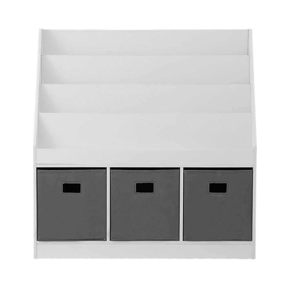 Keezi Kids Bookshelf 4 Tiers with Toy Box Bins view 3