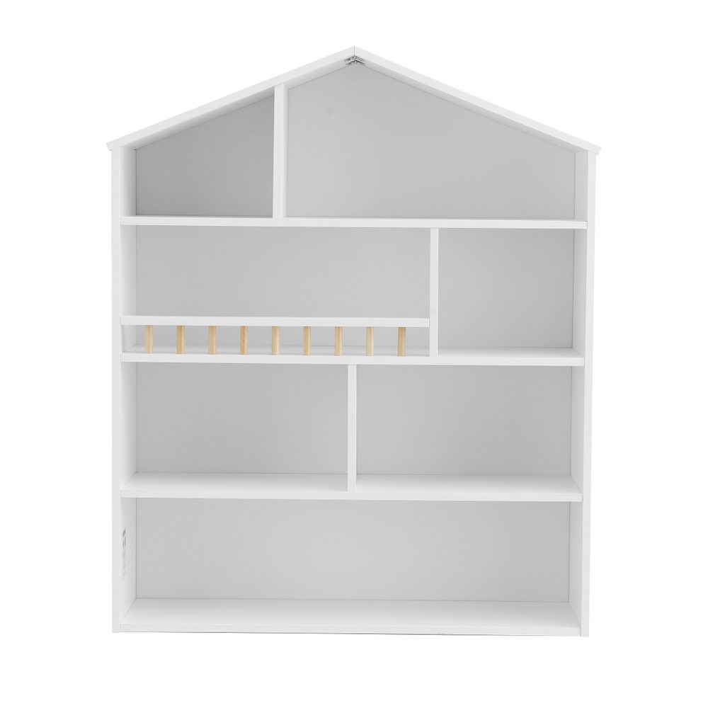 Keezi 4-Tier House-Shaped Kids Bookshelf with Cabinet view 3