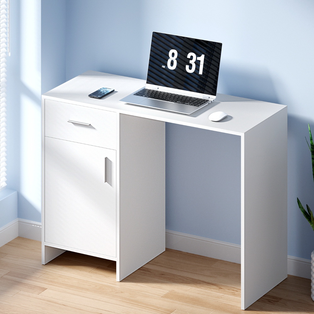Artiss Computer Desk with Cabinet and Drawer White 100cm