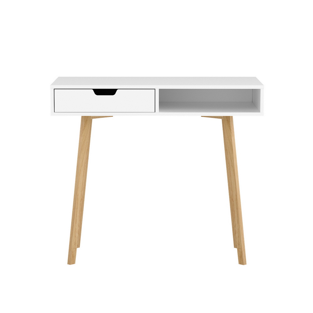 Artiss Computer Desk Drawer Cabinet Shelf White 90cm view 3