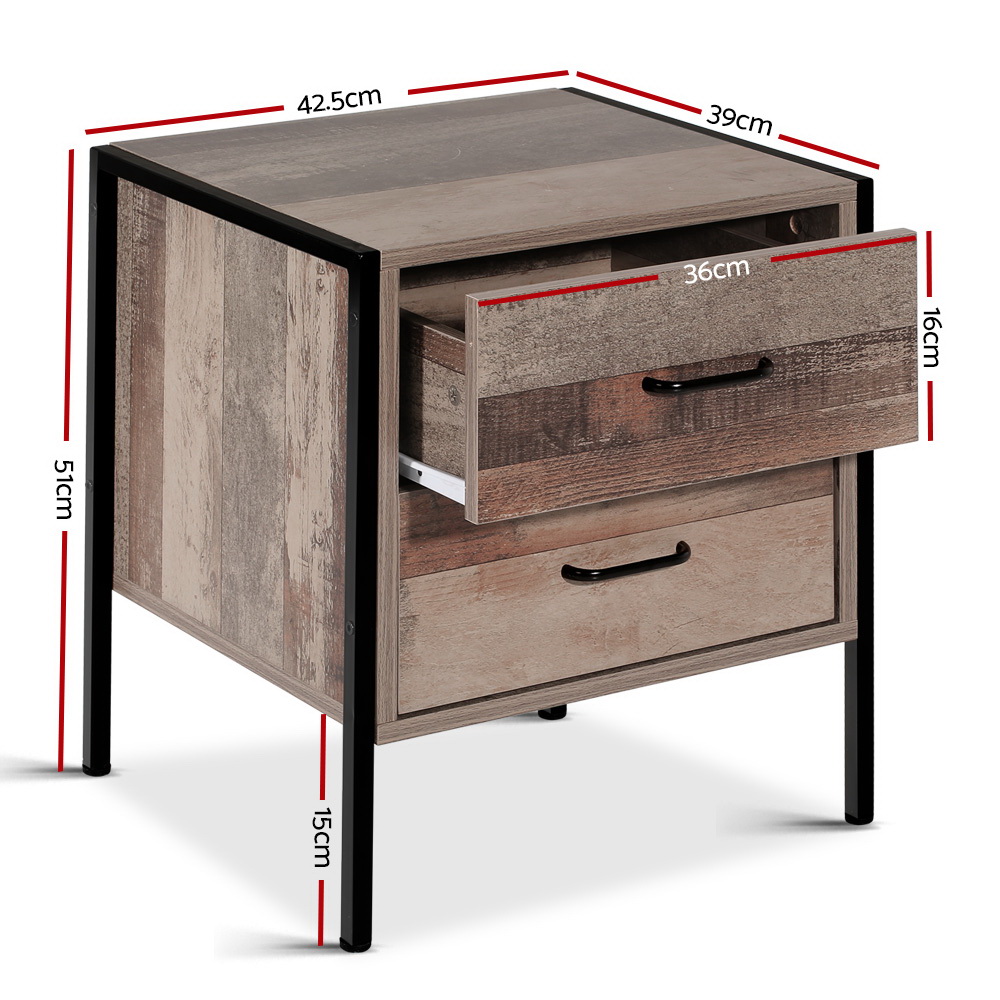 Artiss BARNLY Bedside Table with Black Metal Frame view 2