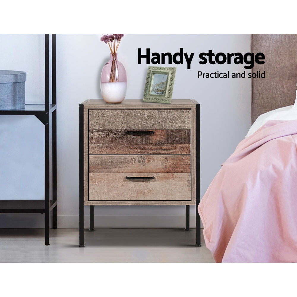 Artiss BARNLY Bedside Table with Black Metal Frame view 3