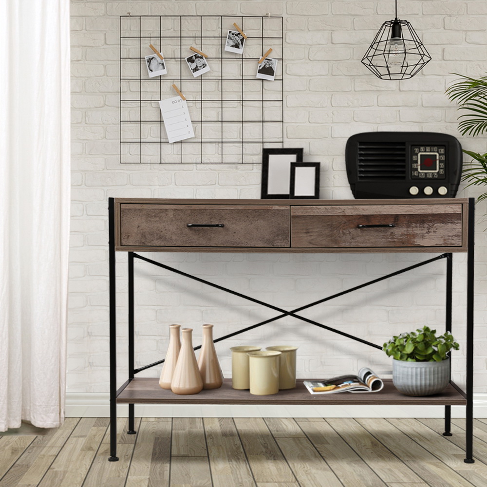 Artiss Marconi Console Table, 2 Drawers, Walnut