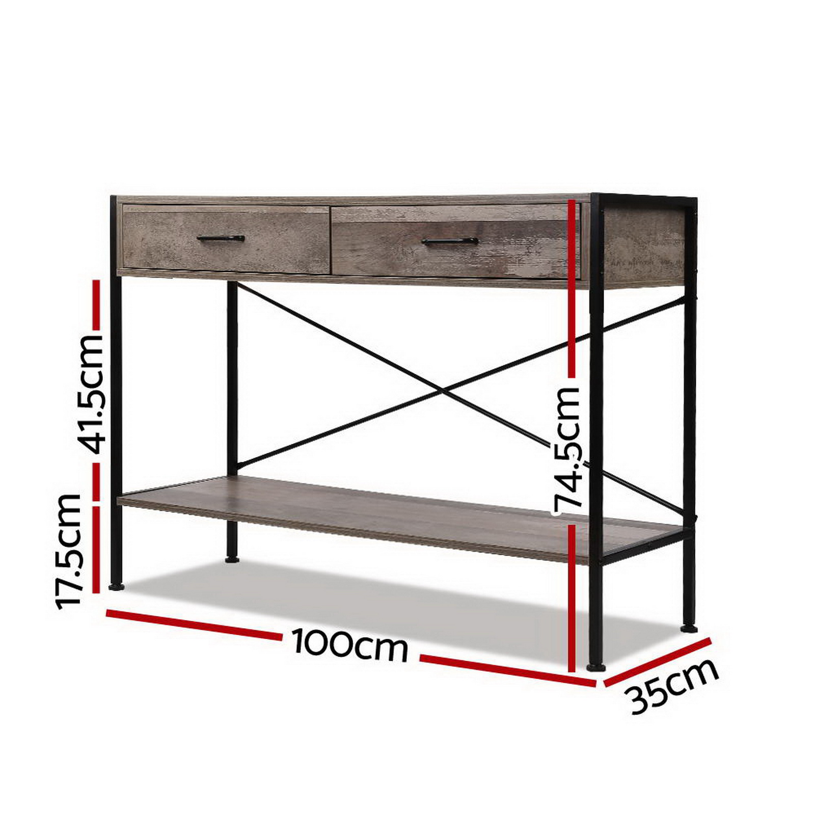 Artiss Marconi Console Table, 2 Drawers, Walnut view 4