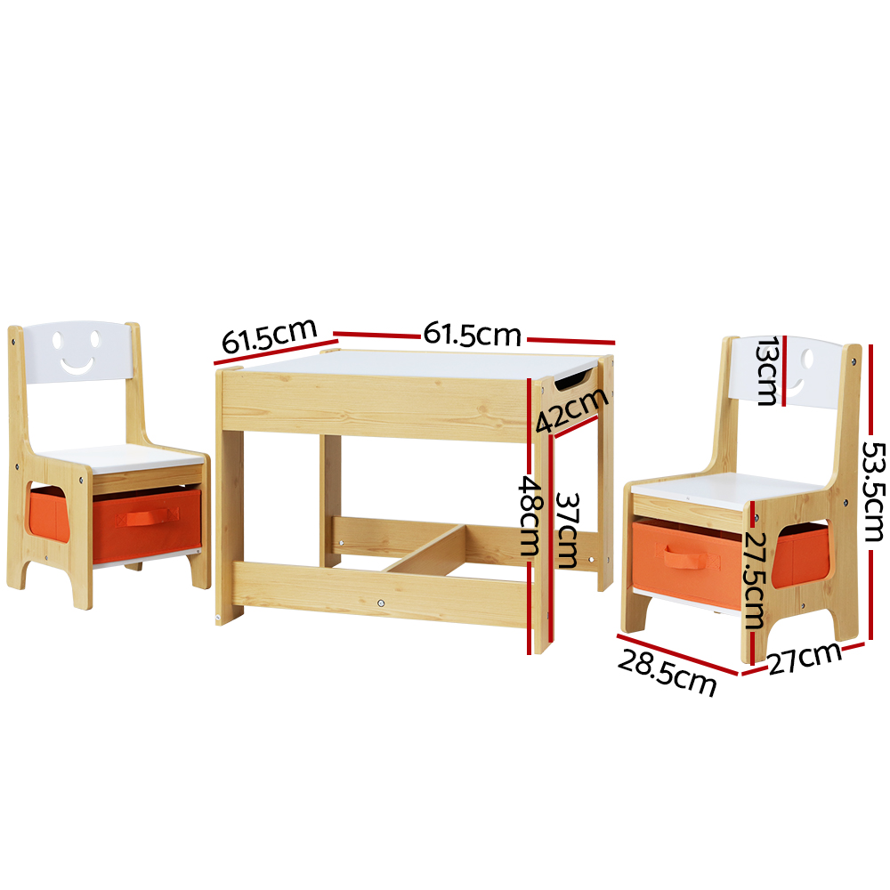 Keezi 3-Piece Kids Table and Chairs Set with Storage Box view 2
