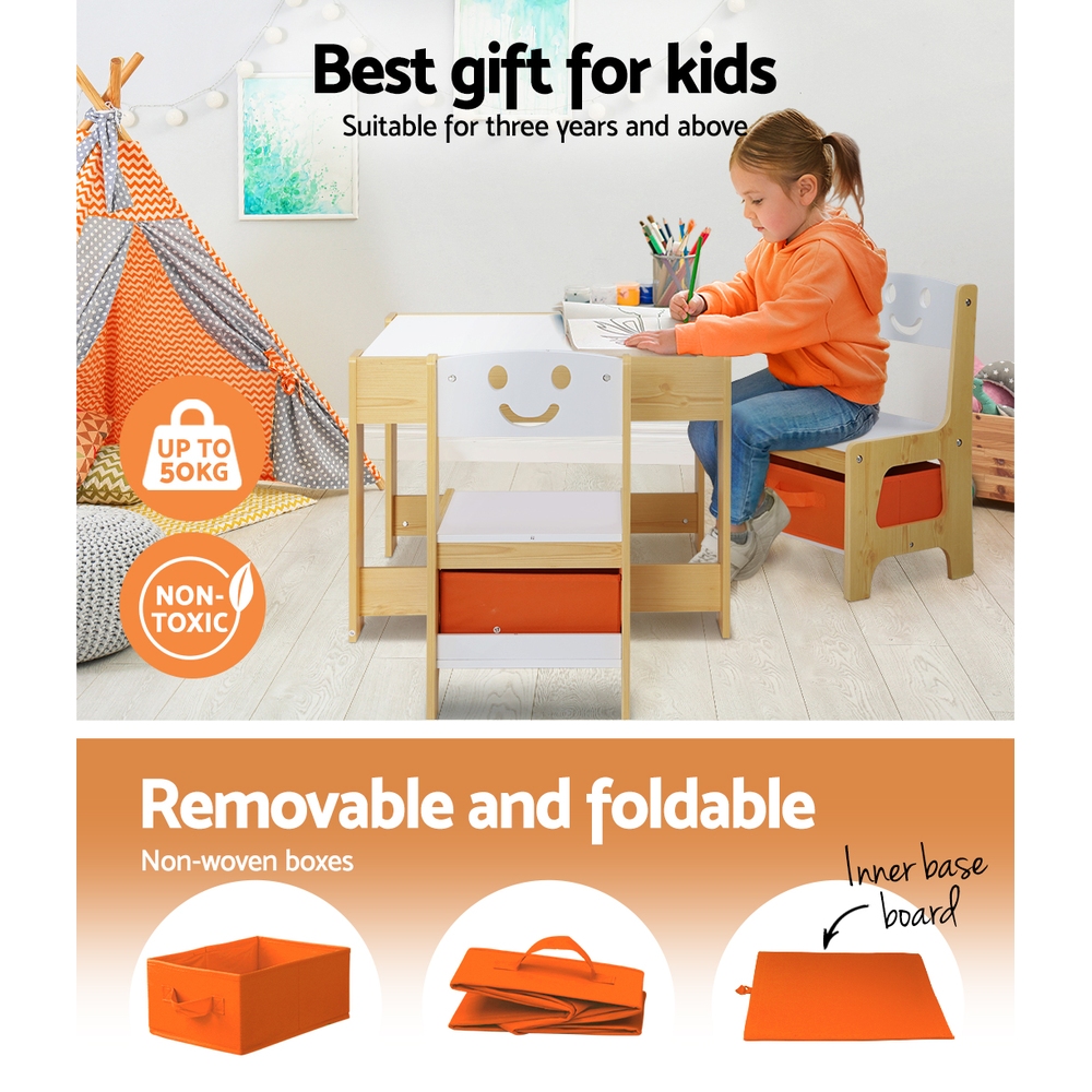 Keezi 3-Piece Kids Table and Chairs Set with Storage Box view 4