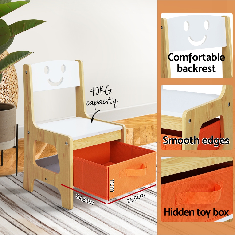 Keezi 3-Piece Kids Table and Chairs Set with Storage Box view 5