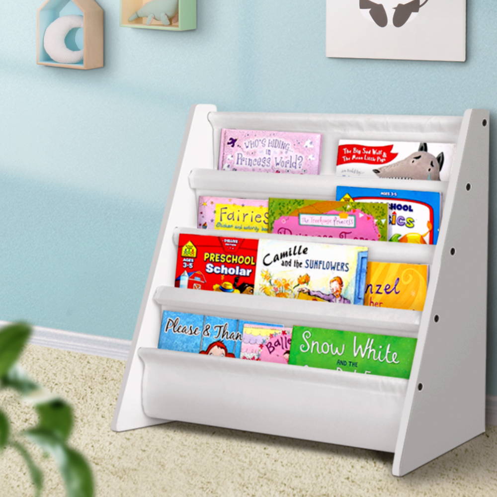 Keezi 4-Tier Kids Bookshelf with Magazine Storage Rack
