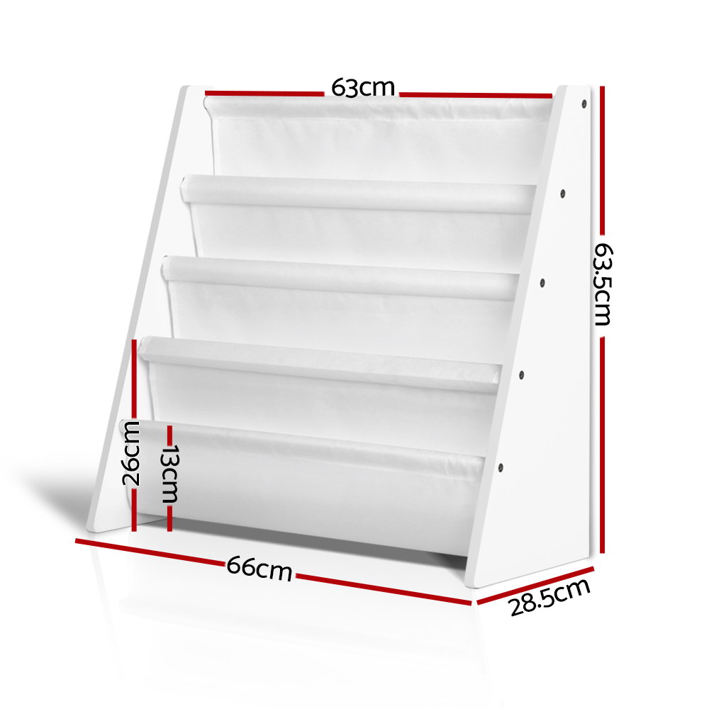 Keezi 4-Tier Kids Bookshelf with Magazine Storage Rack view 4