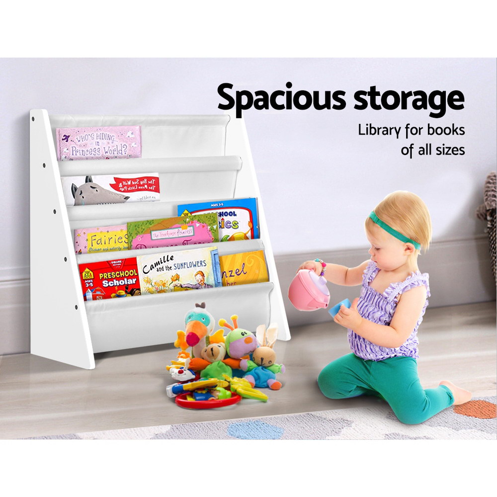 Keezi 4-Tier Kids Bookshelf with Magazine Storage Rack view 5