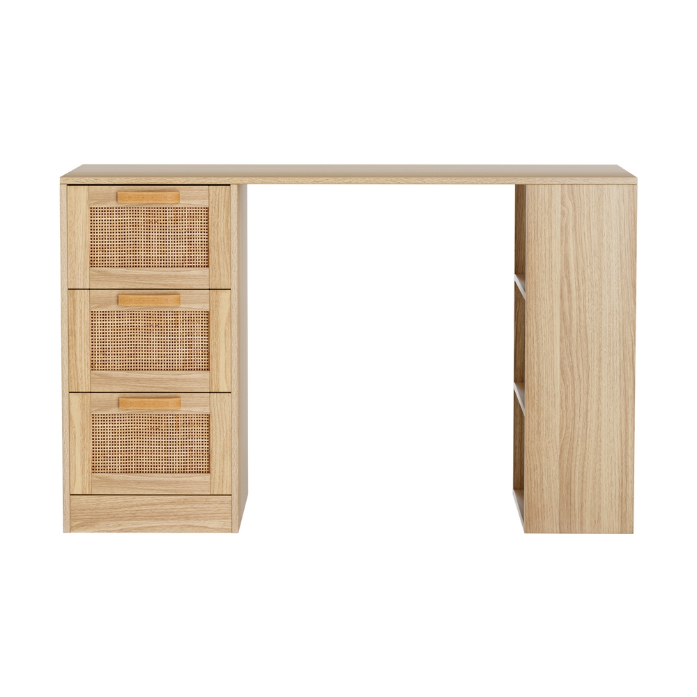 Artiss Rattan Computer Desk Drawer Shelf Oak 120cm view 3