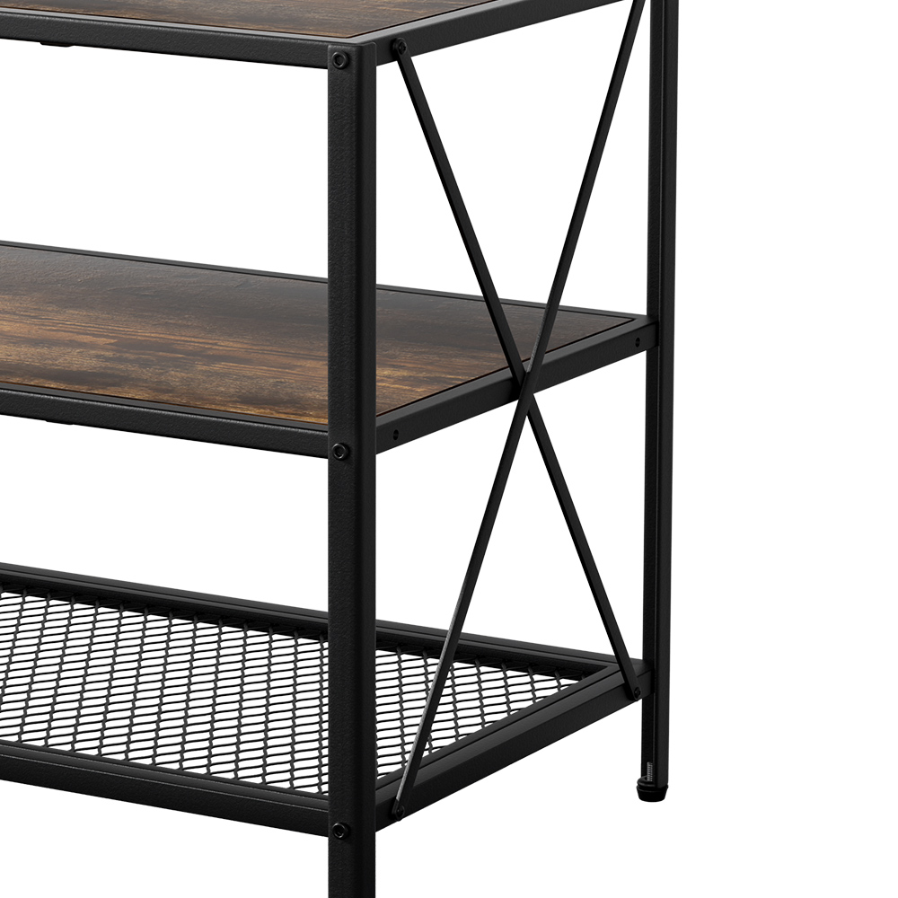 Artiss Vintage Rustic Walnut TV Stand 3-Tier Display Shelves view 5