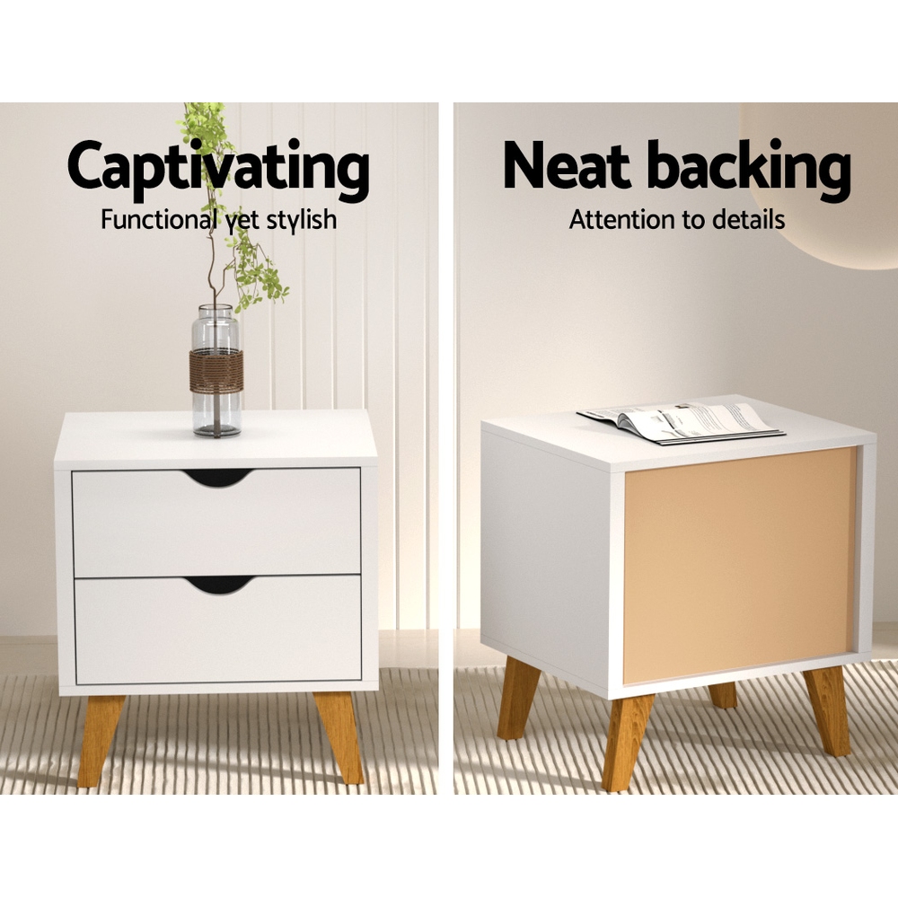 Artiss ANDERS Bedside Table with 2 Drawers, White view 4