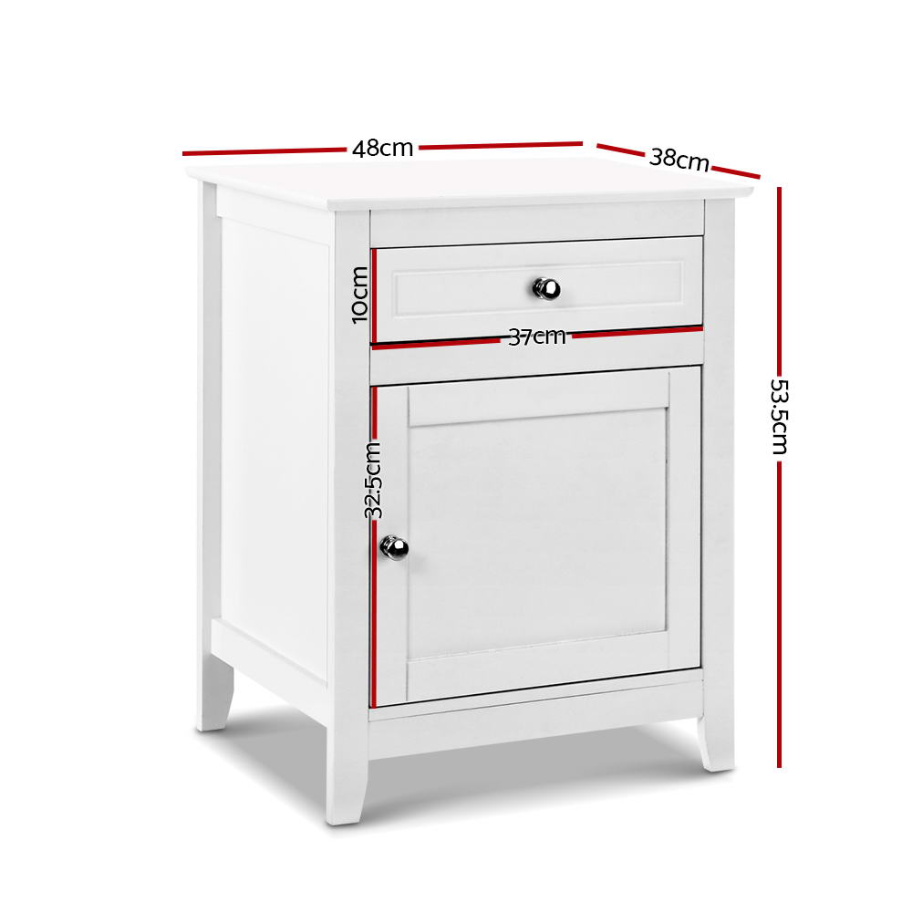 Artiss Gustav Bedside Tables Drawers White view 2