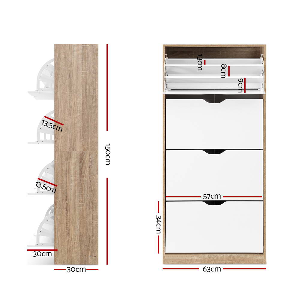 Artiss Elen Shoe Rack Cabinet 60 Pairs White view 4