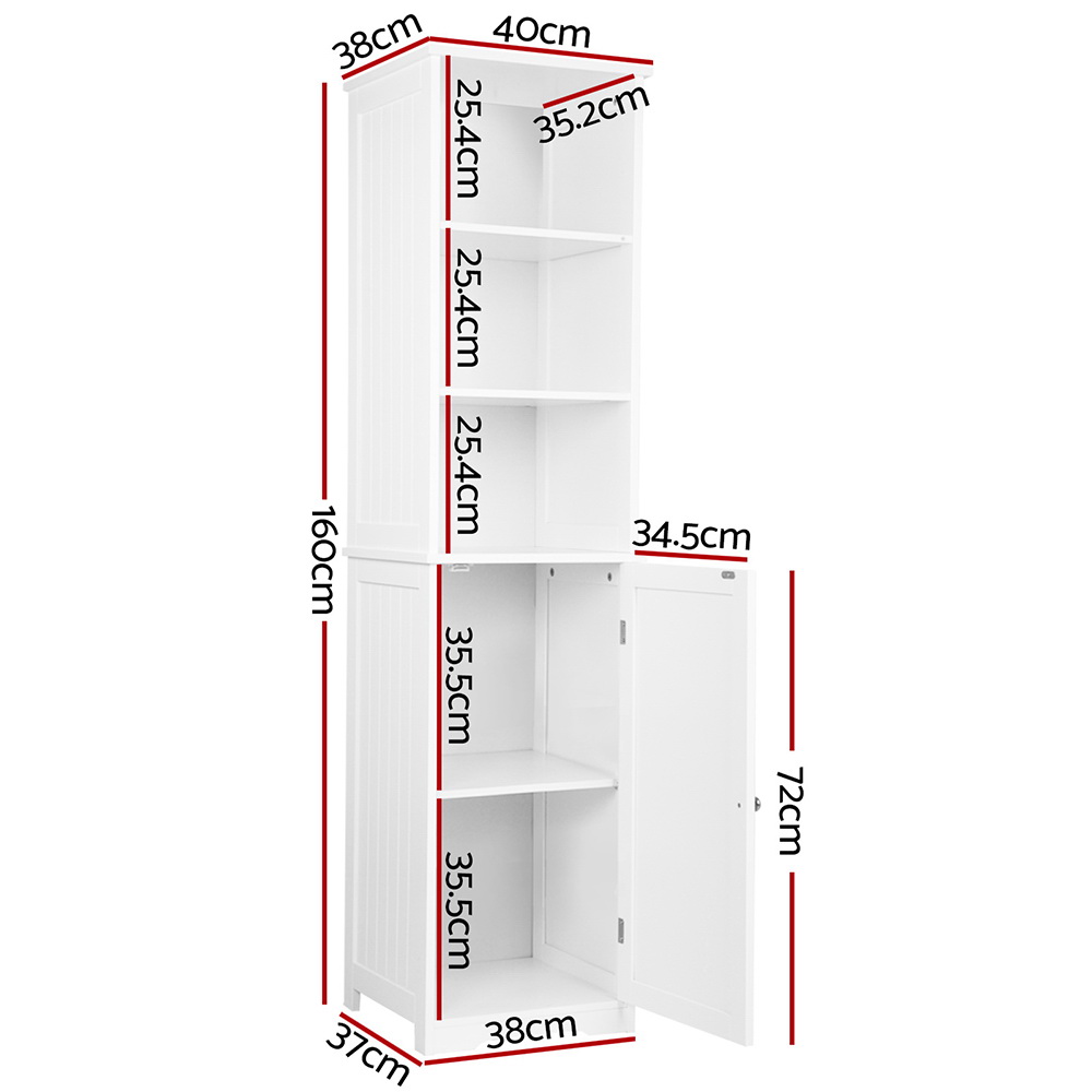 Artiss Tall Bathroom Cabinet Storage 160cm White view 2