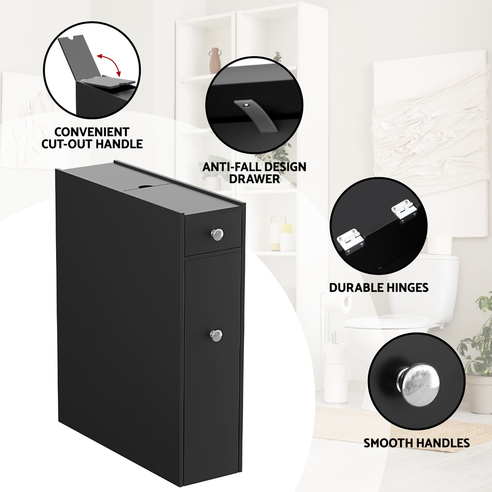 Artiss Wooden Storage Cabinet Tissue Caddy Black view 5