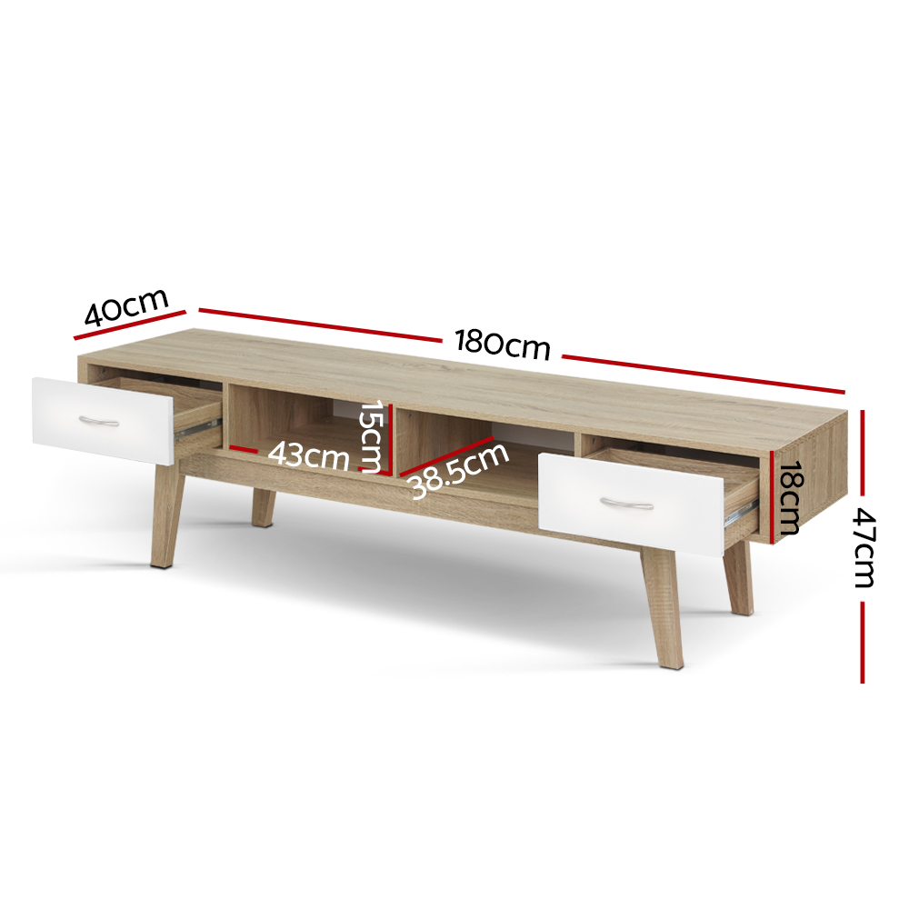 Artiss Gary TV Cabinet Entertainment Unit 180cm Oak White view 4