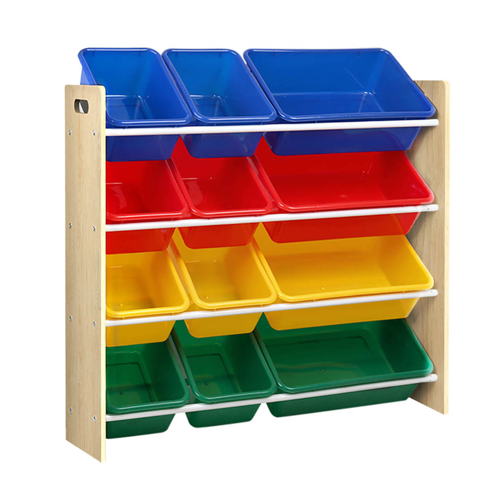 Keezi 12-Bin Toy Box Bookshelf Storage Rack